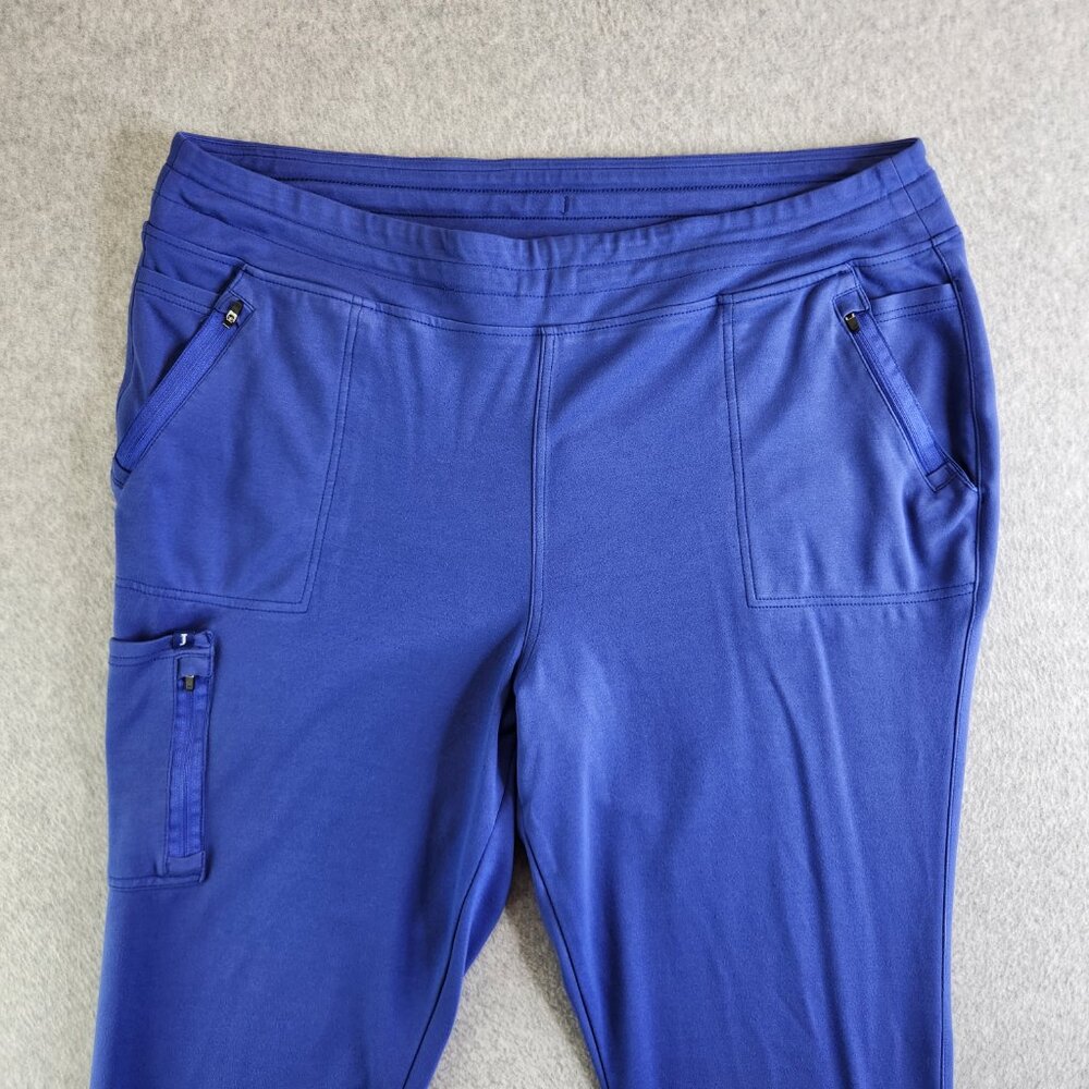 Jaanuu Scrub Pants Womens 2X Blue 10 Pocket Jogger Cargo Jersey Knit Drawstring - Picture 2 of 15